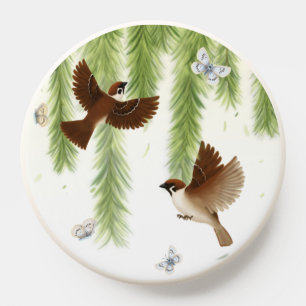 Tree Sparrows Under a Weeping Willow Personalized PopSocket