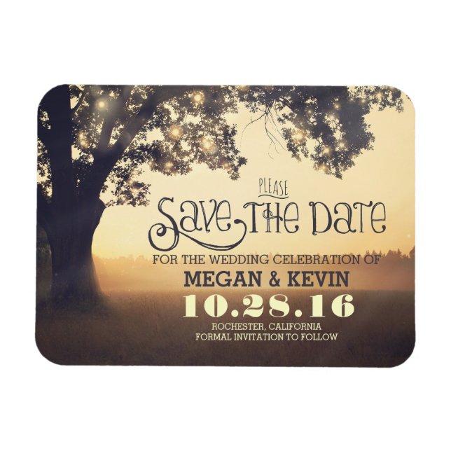Tree String Lights Enchanted Evening Save the Date Magnet (Horizontal)
