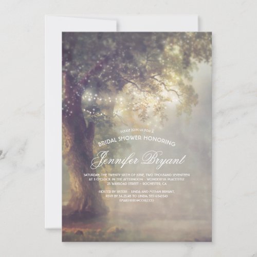 Tree String Lights Rustic Country Bridal Shower Invitation - Old oak tree and string lights dreamy bridal shower invitations