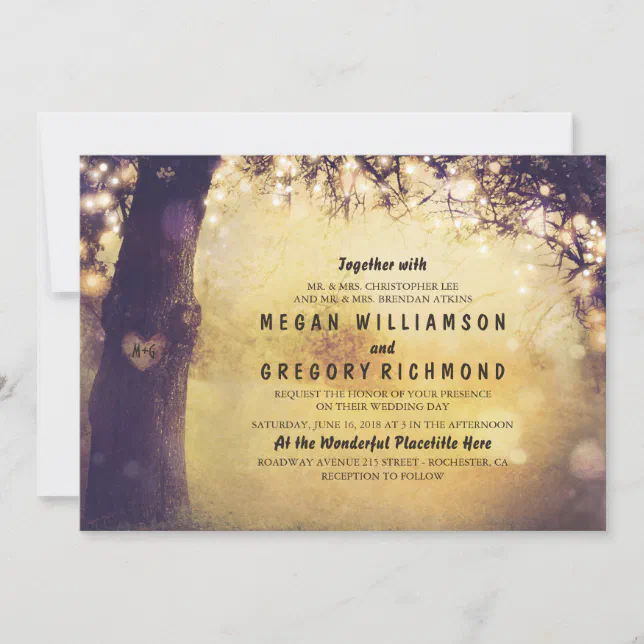 Tree String Lights Wedding Invitation | Zazzle