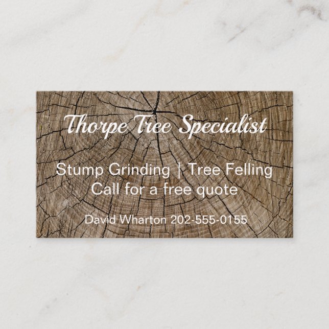 Tree Stump Grinding Arborist Business Card (Front)