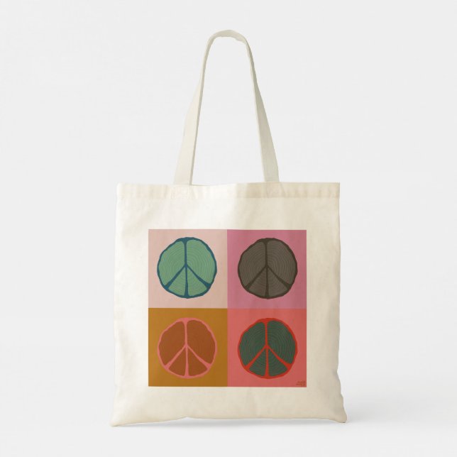 Tree Stump Peace Pop Tote Bag (Back)