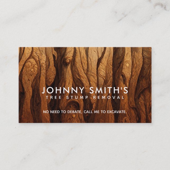 Tree Stump Removal Slogans Business Cards (Front)