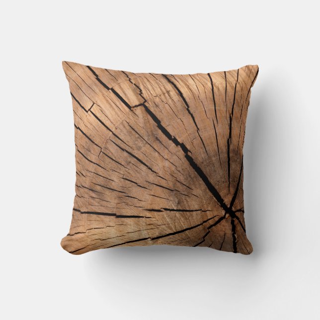 Tree Stump Texture Throw Pillow (Front)