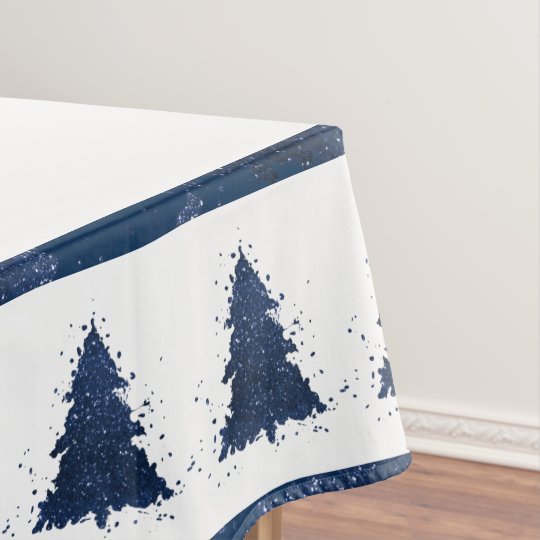 Tree Style Table Classic Navy Blue Christmas Tablecloth