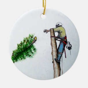 Tree Surgeon Arborist at work present Ceramic Ornament