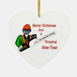 Tree Surgeon Arborist at work present Chainsaw Ceramic Ornament