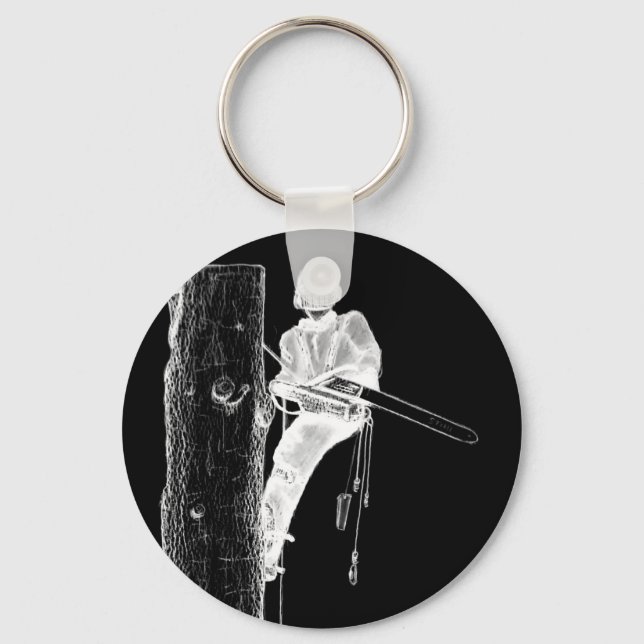 Tree Surgeon Arborist at work present Chainsaw Keychain (Front)