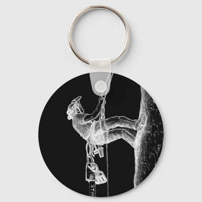 Tree Surgeon Arborist at work present Chainsaw Keychain (Front)