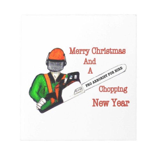 Tree Surgeon Arborist at work present Chainsaw Notepad (Front)