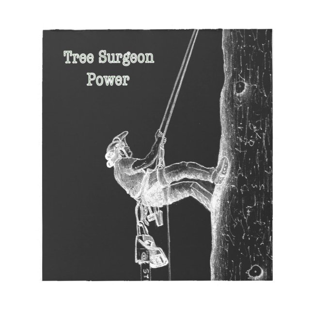 Tree Surgeon Arborist at work present Chainsaw Notepad (Front)