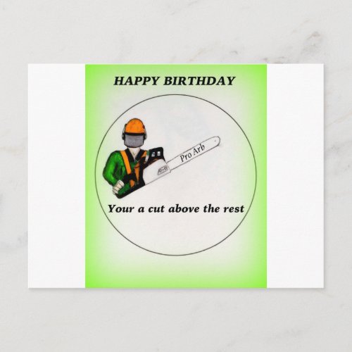 Tree Surgeon Arborist at work present Chainsaw Postcard