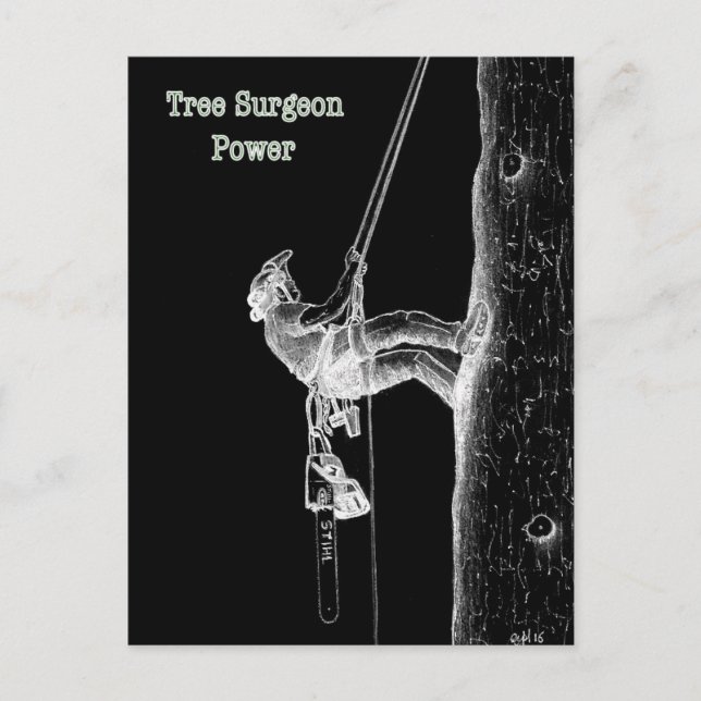 Tree Surgeon Arborist at work present Chainsaw Postcard (Front)