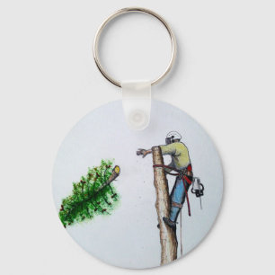 Tree Surgeon Arborist at work present Keychain