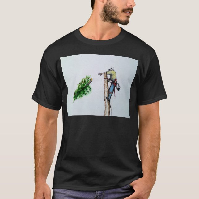 Tree Surgeon Arborist at work present T-Shirt (Front)