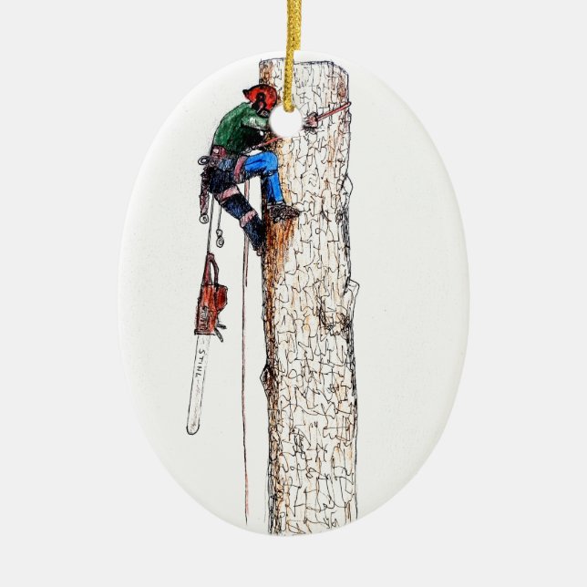 Tree Surgeon Arborist Ceramic Ornament (Front)
