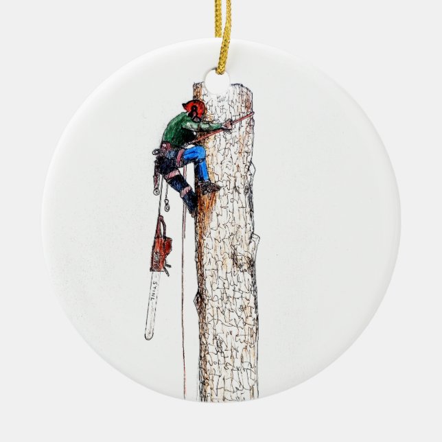Tree Surgeon Arborist Ceramic Ornament (Front)