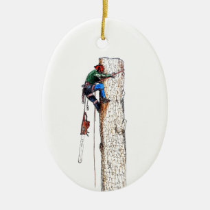 Tree Surgeon Arborist Ceramic Tree Decoration