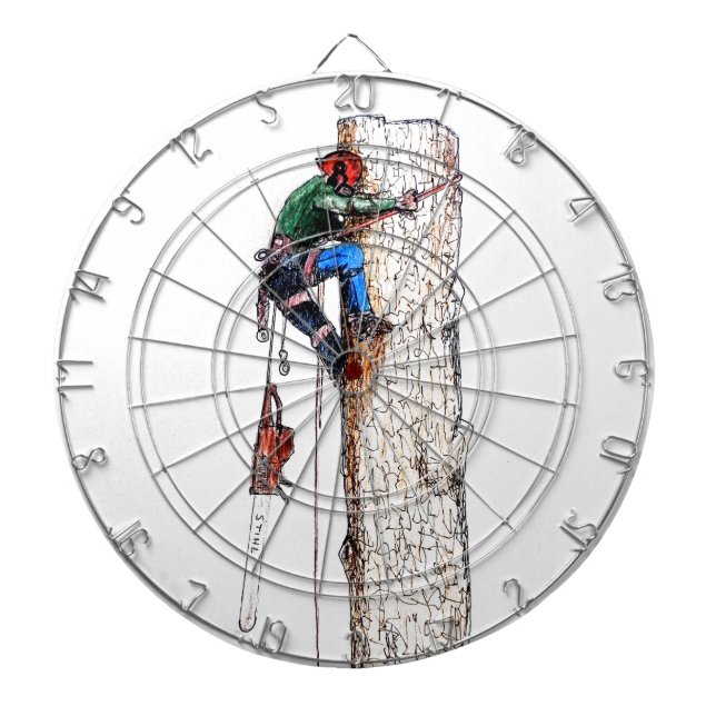 Tree Surgeon Arborist Dartboard With Darts (Front)
