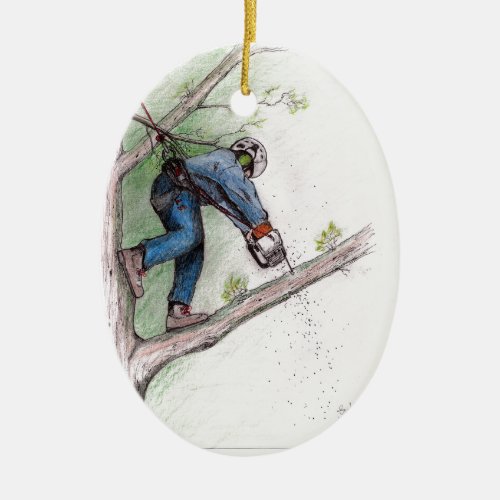 Tree Surgeon Arborist Lumberjack Ceramic Ornament