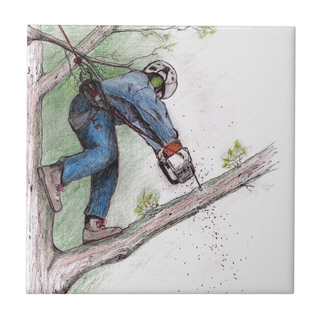 Tree Surgeon Arborist Lumberjack Tile (Front)