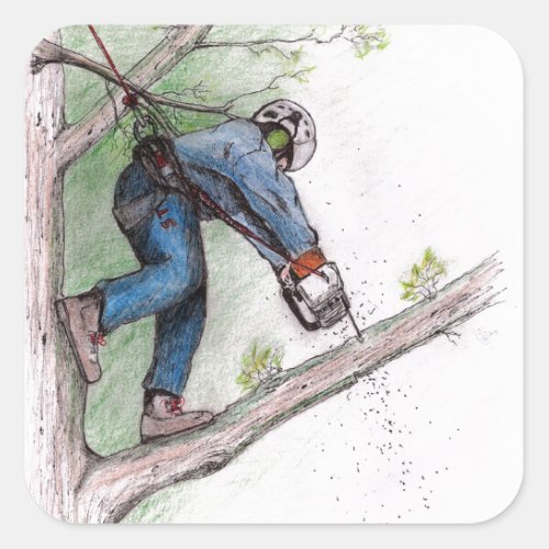 Tree Surgeon Arborist Square Sticker