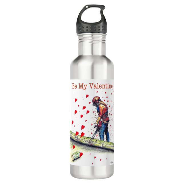 Tree surgeon Arborist Valentine Card Stainless Steel Water Bottle (Front)
