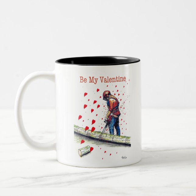 Tree surgeon Arborist Valentine Card Two-Tone Coffee Mug (Left)