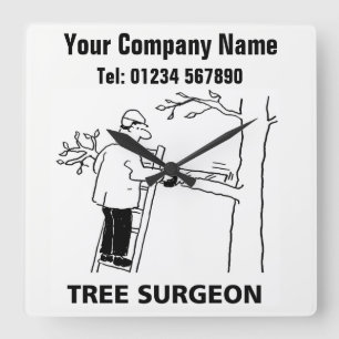 Tree Surgeon Services Cartoon Clock