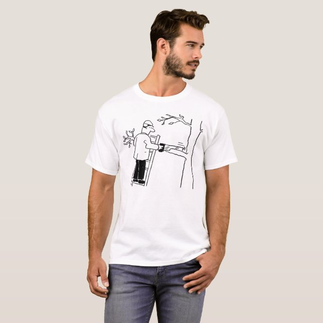 Tree Surgeon Up a Ladder T-Shirt (Front Full)