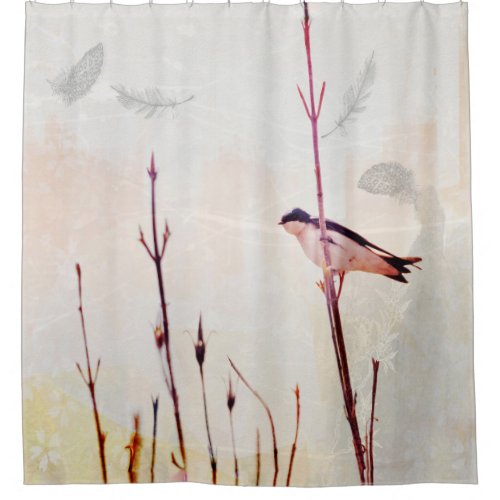 Tree Swallow Bird and Feathers Shower Curtain