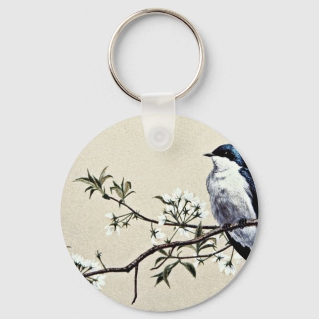 Tree swallow  flowers keychain (Front)