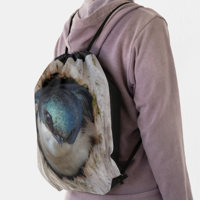 Tree Swallow Songbird in Nestbox Drawstring Bag (Insitu)