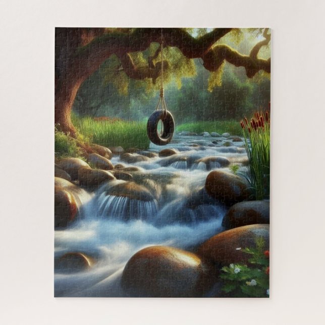 Tree Swing Over Water Jigsaw Puzzle (Vertical)