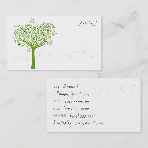 Customizable Tree &amp; Swirl Business Cards