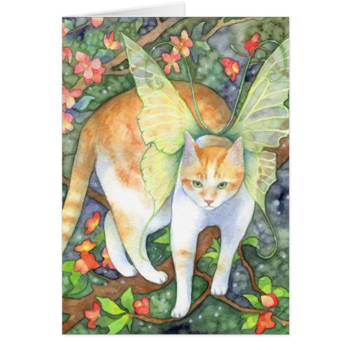 Tree Tiger - Fantasy Fairy Cat Art Card