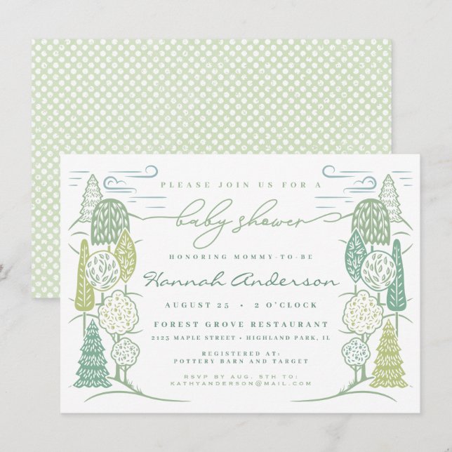 Tree Top Baby Shower Gender Neutral Green Invitation (Front/Back)