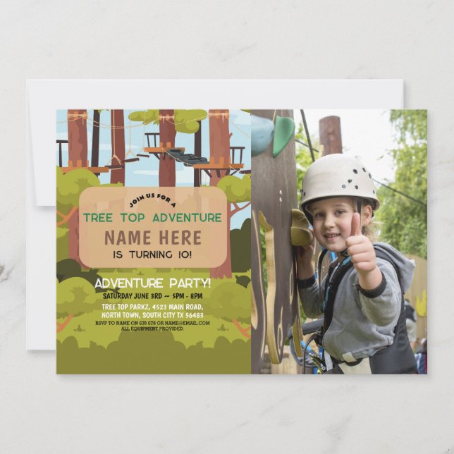 Tree Top Birthday Adventure Park Outdoor Invite (Front)