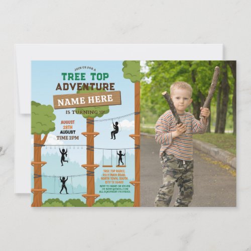 Tree Top Birthday Adventure Park Outdoor Photo Invitation