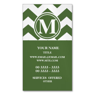 Tree Top Chevron Monogrammed Business Card Magnet