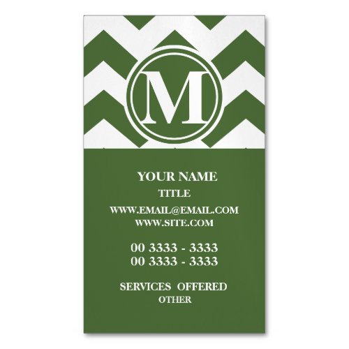 Tree Top Chevron Monogrammed Business Card Magnet