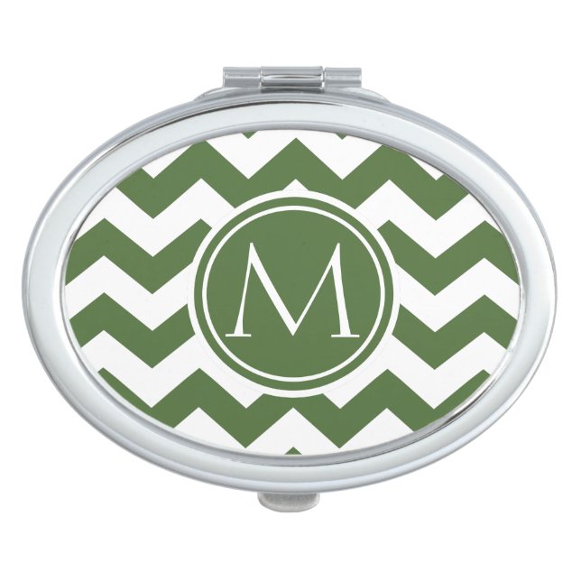Tree Top Chevron Monogrammed Compact Mirror (Front)