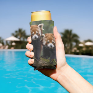 "Tree-top Explorers: Baby Red Pandas Looking Out Seltzer Can Cooler