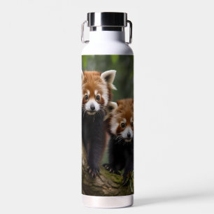 "Tree-top Explorers: Baby Red Pandas Looking Out Water Bottle
