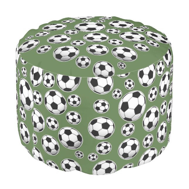 Tree Top Soccer Ball Pattern Pouf (Angled Back)