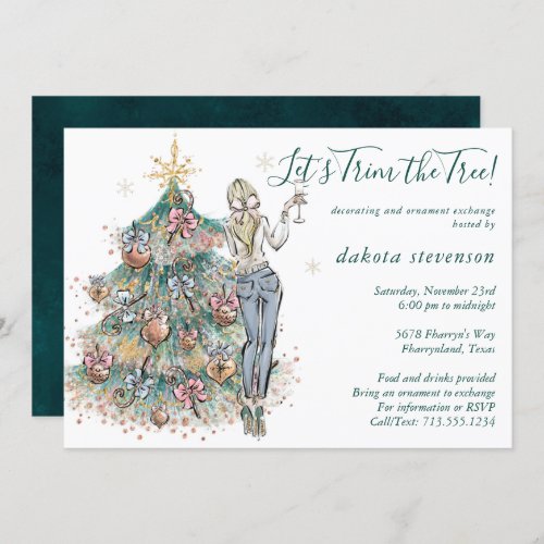 Tree Trim and Holiday Ornament Exchange Party Invitation