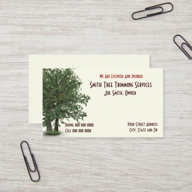 Tree Trimming Care Services Business Card (Front/Back In Situ)