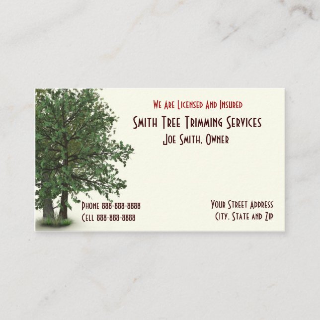Tree Trimming Care Services Business Card (Front)