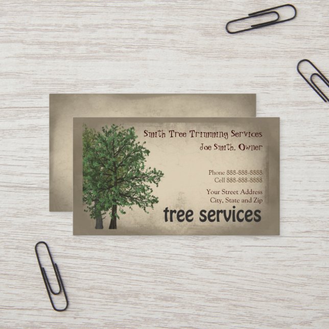Tree Trimming Care Services Business Card (Front/Back In Situ)