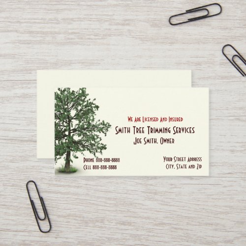 Tree Trimming Care Services Business Card